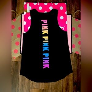 NWT VS PINK Size XS Ombré Rainbow Logo Tank.